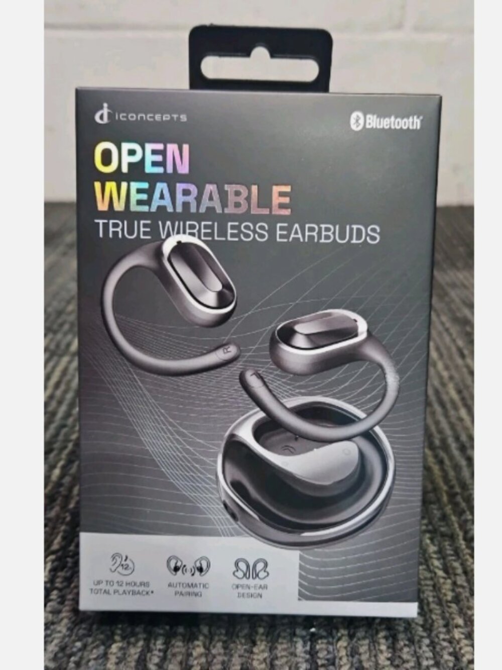 iConcepts V41001W-BLK Open Wearable True Wireless Earbuds - Black